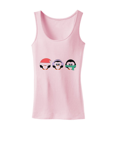 Christmas Penguins See No Evil Hear No Evil Speak No Evil Womens Tank Top-Womens Tank Tops-TooLoud-SoftPink-X-Small-Davson Sales