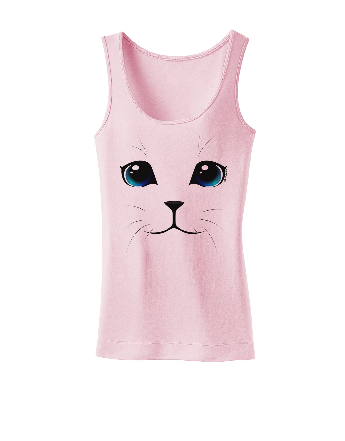 Blue-Eyed Cute Cat Face Womens Petite Tank Top-TooLoud-SoftPink-X-Small-Davson Sales