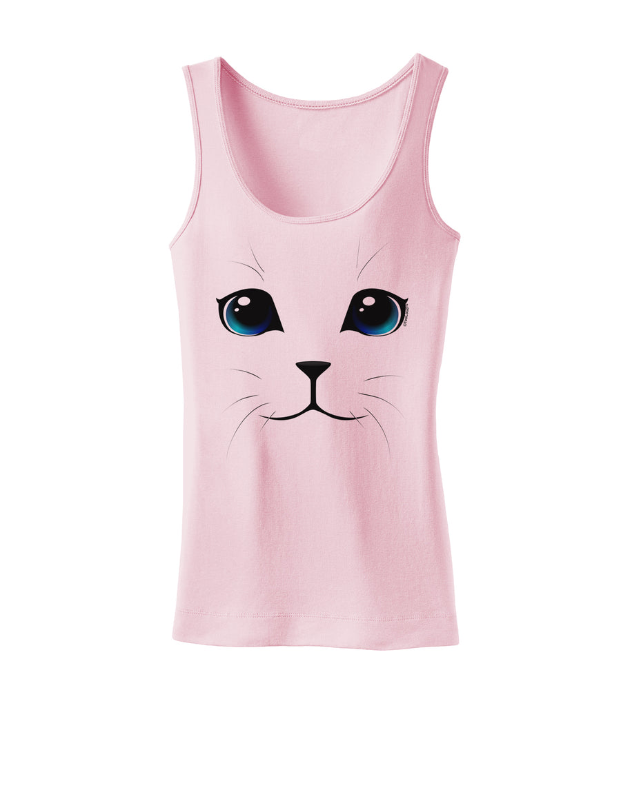 Blue-Eyed Cute Cat Face Womens Petite Tank Top-TooLoud-White-X-Small-Davson Sales