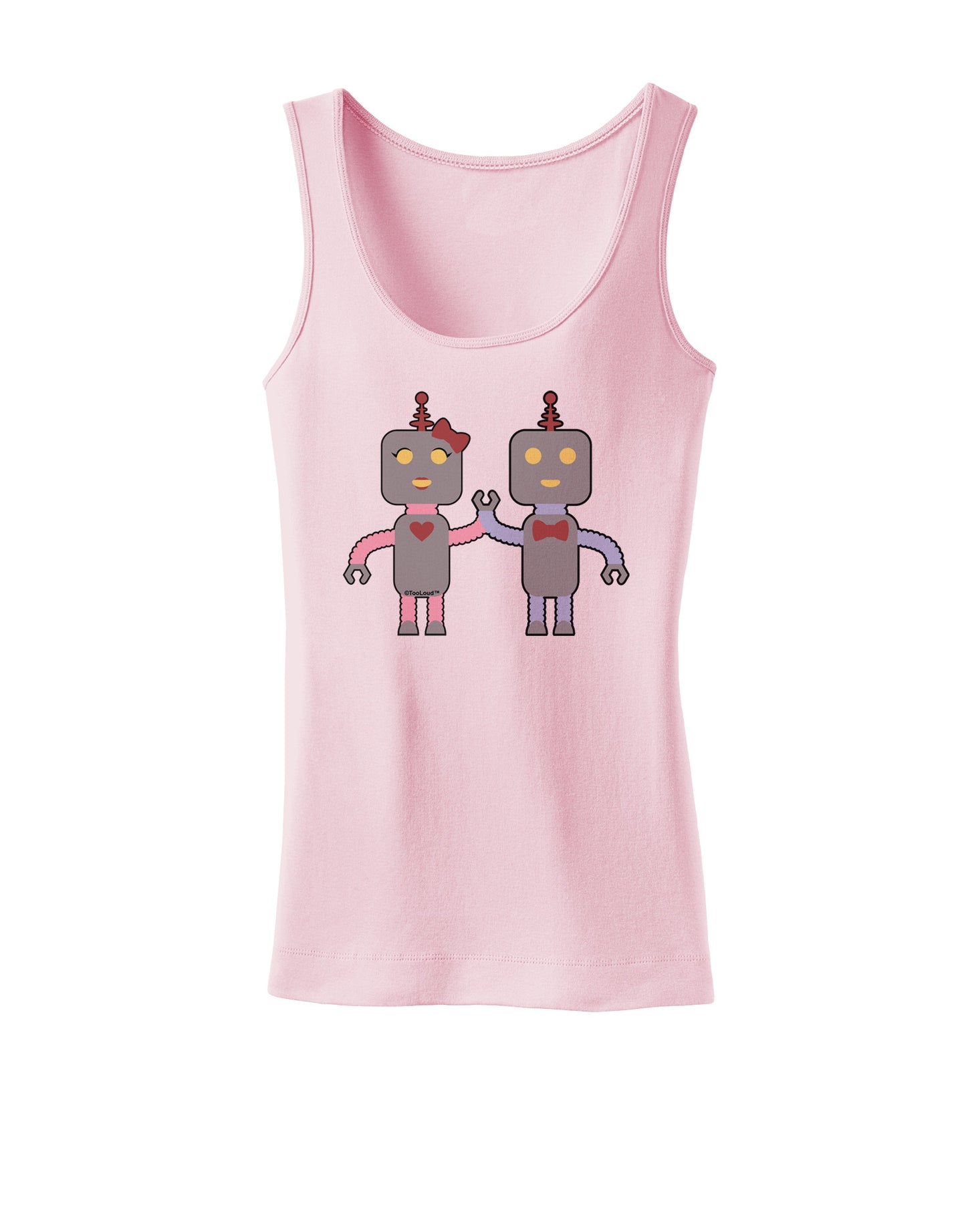 Cute Robot Love Womens Petite Tank Top-TooLoud-SoftPink-X-Small-Davson Sales