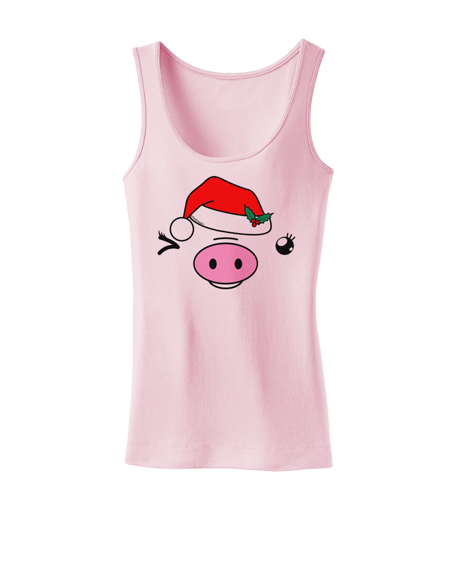 Kyu-T Face Oinkette Santa Hat Girl Pig Womens Tank Top-Womens Tank Tops-TooLoud-SoftPink-X-Small-Davson Sales