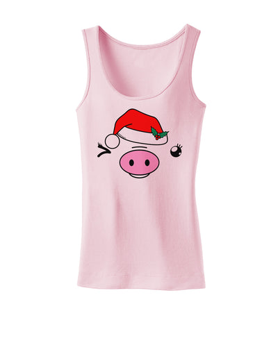 Kyu-T Face Oinkette Santa Hat Girl Pig Womens Tank Top-Womens Tank Tops-TooLoud-SoftPink-X-Small-Davson Sales