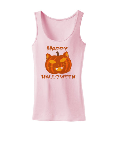 Cat-O-Lantern With Text Womens Tank Top