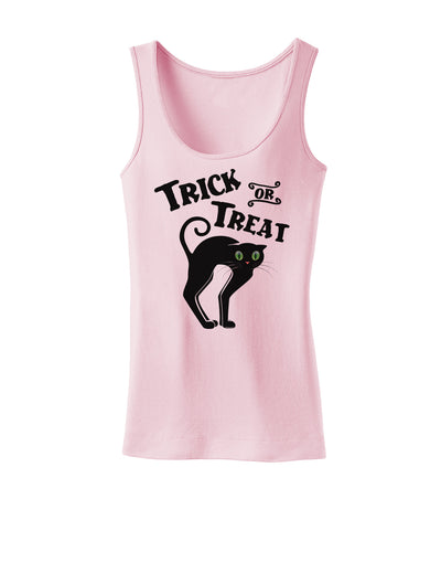 Trick or Treat Cute Black Cat Halloween Womens Tank Top-Womens Tank Tops-TooLoud-SoftPink-X-Small-Davson Sales