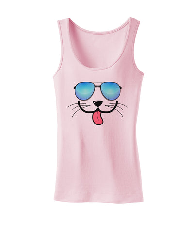 Kyu-T Face - Puppino Cool Sunglasses Womens Tank Top-Womens Tank Tops-TooLoud-SoftPink-X-Small-Davson Sales