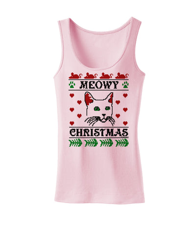 Meowy Christmas Cat Knit Look Womens Tank Top by-Womens Tank Tops-TooLoud-SoftPink-X-Small-Davson Sales