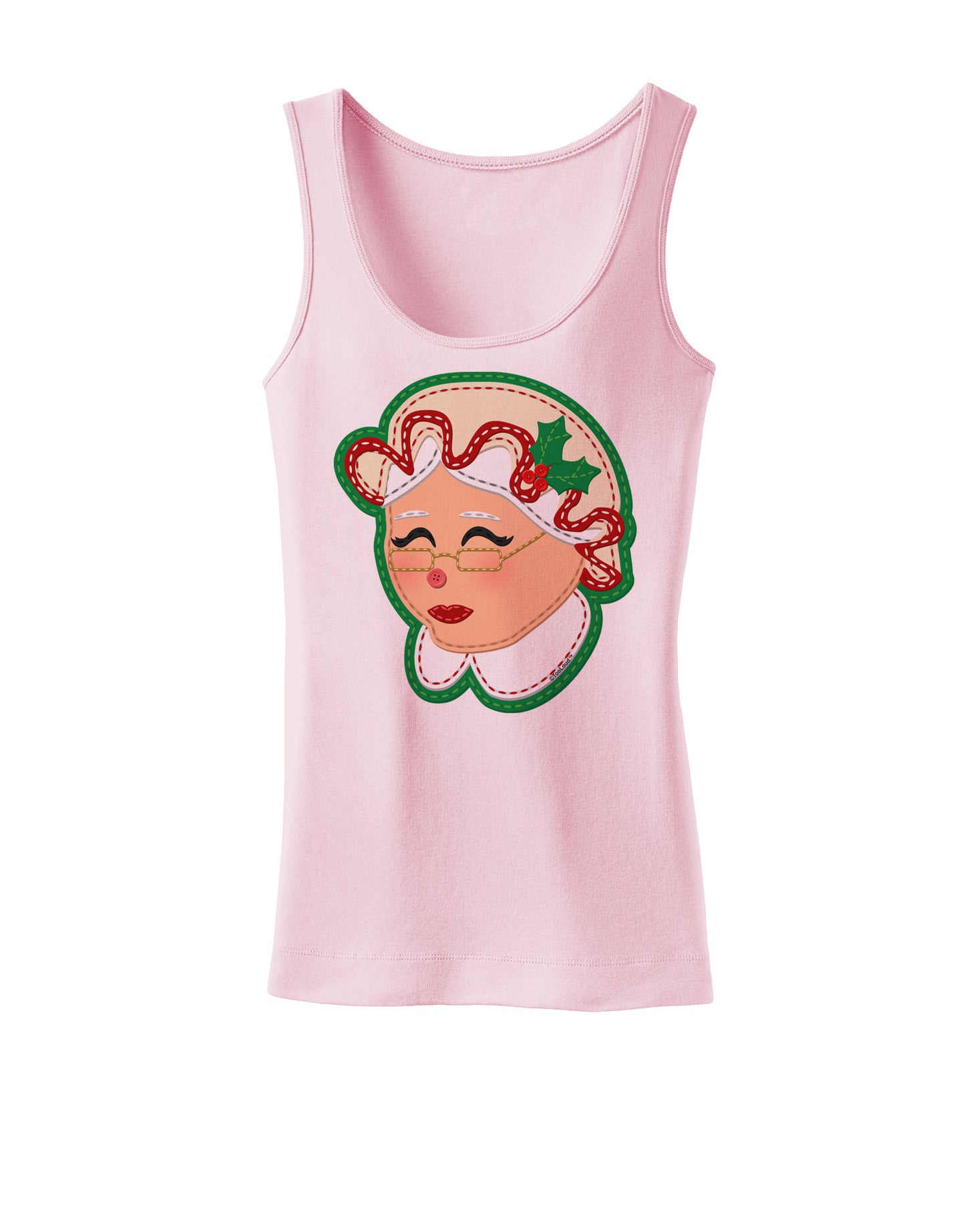 Cute Mrs Claus Face Faux Applique Womens Tank Top-Womens Tank Tops-TooLoud-SoftPink-X-Small-Davson Sales