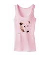 TooLoud White Wolf Head Cutout Womens Petite Tank Top-TooLoud-SoftPink-X-Small-Davson Sales