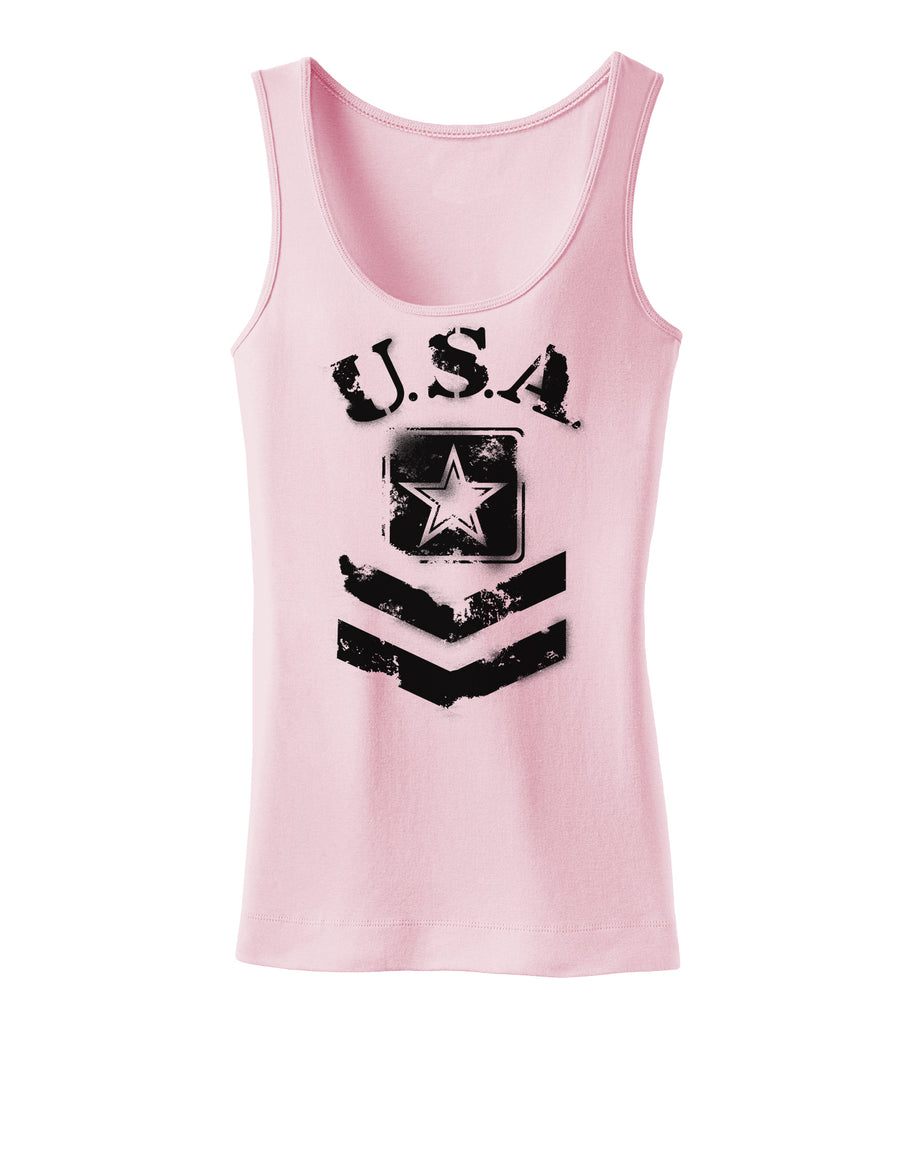 USA Military Army Stencil Logo Womens Tank Top-Womens Tank Tops-TooLoud-White-X-Small-Davson Sales