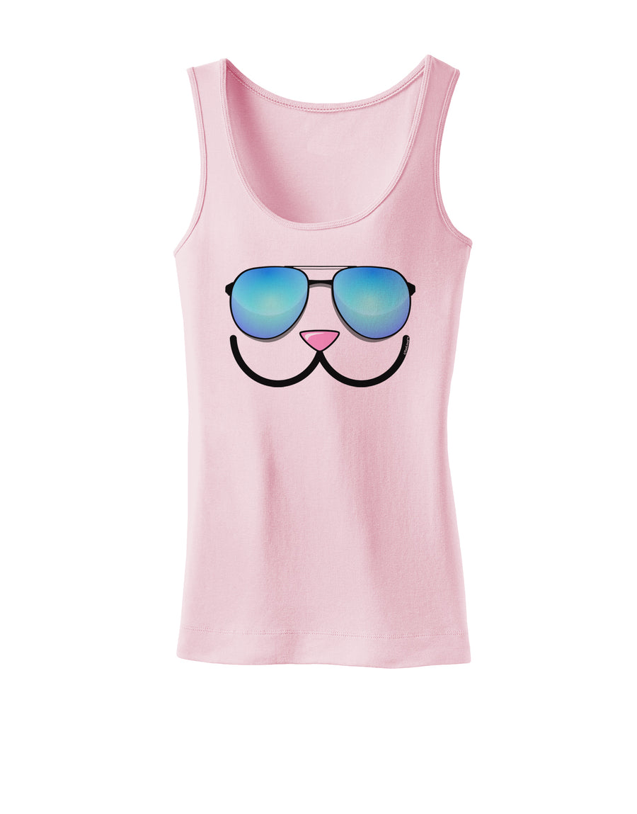 Kyu-T Face - Kawa Cool Sunglasses Womens Tank Top-Womens Tank Tops-TooLoud-White-X-Small-Davson Sales