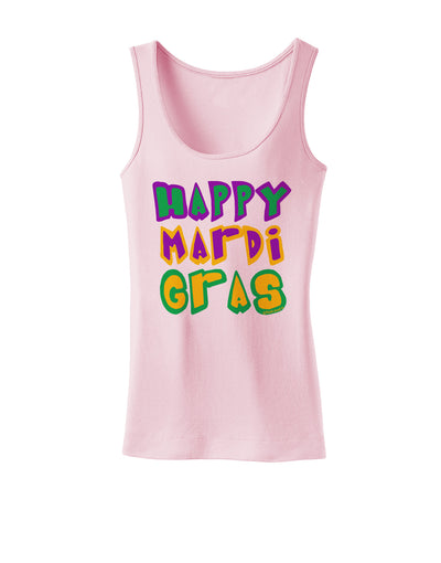 Happy Mardi Gras Text 2 Womens Petite Tank Top-TooLoud-SoftPink-X-Small-Davson Sales