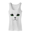 Green-Eyed Cute Cat Face Womens Petite Tank Top-TooLoud-White-X-Small-Davson Sales