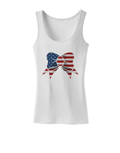 Patriotic Bow Womens Petite Tank Top-TooLoud-White-X-Small-Davson Sales