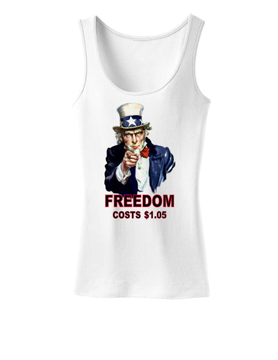 Uncle Sam Freedom Costs a Buck O Five Womens Tank Top-Womens Tank Tops-TooLoud-White-X-Small-Davson Sales