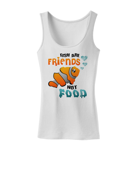Fish Are Friends Not Food Womens Petite Tank Top-TooLoud-White-X-Small-Davson Sales