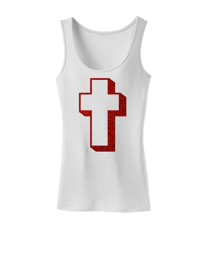 Simple Cross Design Glitter - Red Womens Tank Top by TooLoud-Womens Tank Tops-TooLoud-White-X-Small-Davson Sales