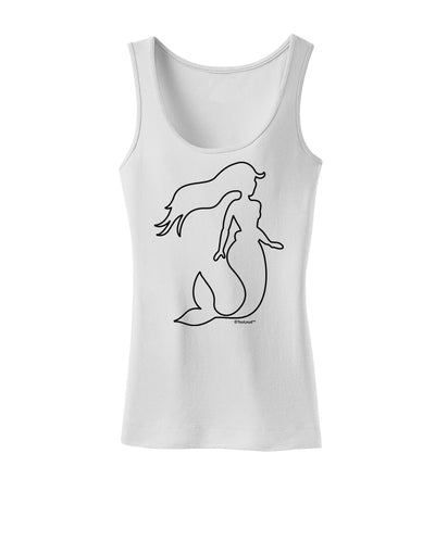 Mermaid Outline Womens Tank Top-Womens Tank Tops-TooLoud-White-X-Small-Davson Sales