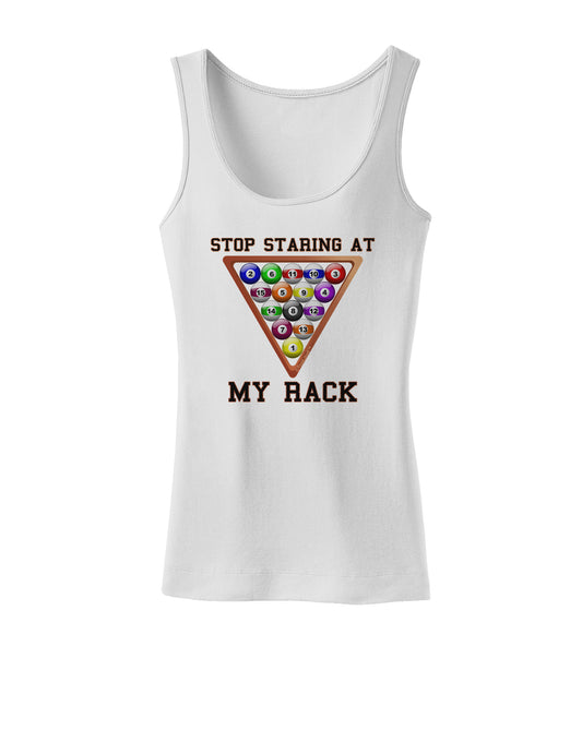 Stop Staring At My Rack - Pool Womens Petite Tank Top-TooLoud-White-X-Small-Davson Sales