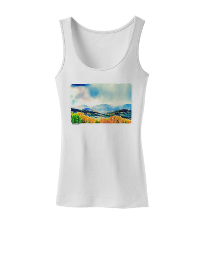 Colorado Mountain Scene Womens Petite Tank Top-TooLoud-White-X-Small-Davson Sales