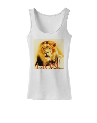 Lion Watercolor 4 Text Womens Tank Top-Womens Tank Tops-TooLoud-White-X-Small-Davson Sales