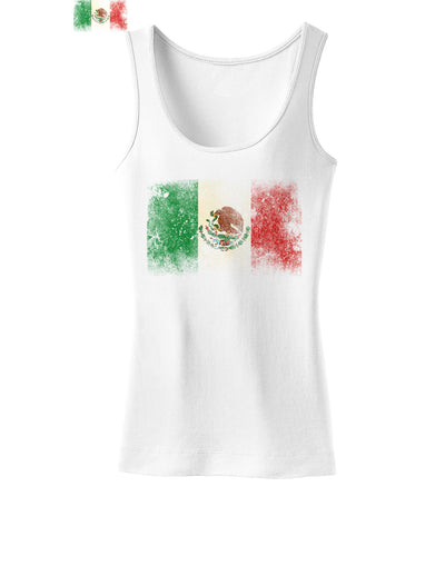 Distressed Mexican Flag Womens Tank Top-Womens Tank Tops-TooLoud-White-X-Small-Davson Sales