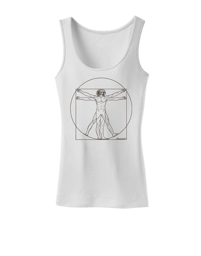 Vitruvian Man Drawing Womens Petite Tank Top-TooLoud-White-X-Small-Davson Sales