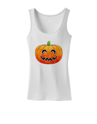 Jack-O-Lantern Watercolor Womens Tank Top-Womens Tank Tops-TooLoud-White-X-Small-Davson Sales