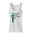 Peace Man Alien Womens Petite Tank Top-TooLoud-White-X-Small-Davson Sales