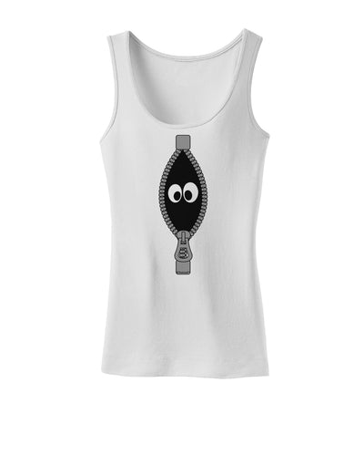 Funny Eyes Peeking Out of Zipper Womens Tank Top by TooLoud-Womens Tank Tops-TooLoud-White-X-Small-Davson Sales