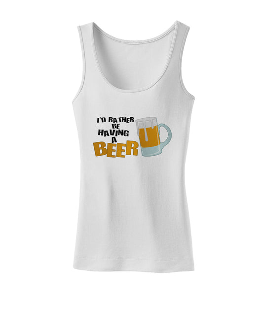 I'd Rather Be Having A Beer Womens Petite Tank Top-TooLoud-White-X-Small-Davson Sales