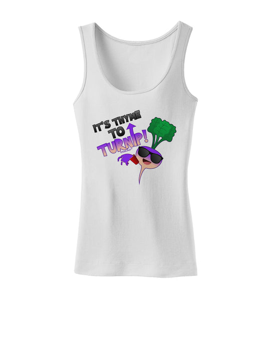 It's Thyme To Turnip Womens Petite Tank Top-TooLoud-White-X-Small-Davson Sales