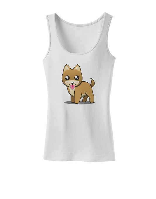 Kawaii Standing Puppy Womens Petite Tank Top-TooLoud-White-X-Small-Davson Sales