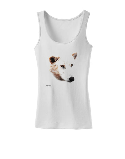 TooLoud White Wolf Head Cutout Womens Petite Tank Top-TooLoud-White-X-Small-Davson Sales