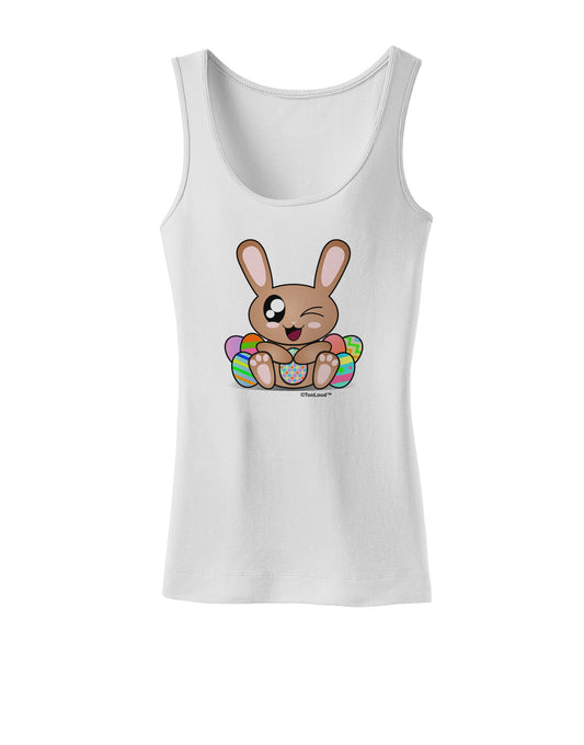 Cute Bunny with Eggs Womens Petite Tank Top-TooLoud-White-X-Small-Davson Sales
