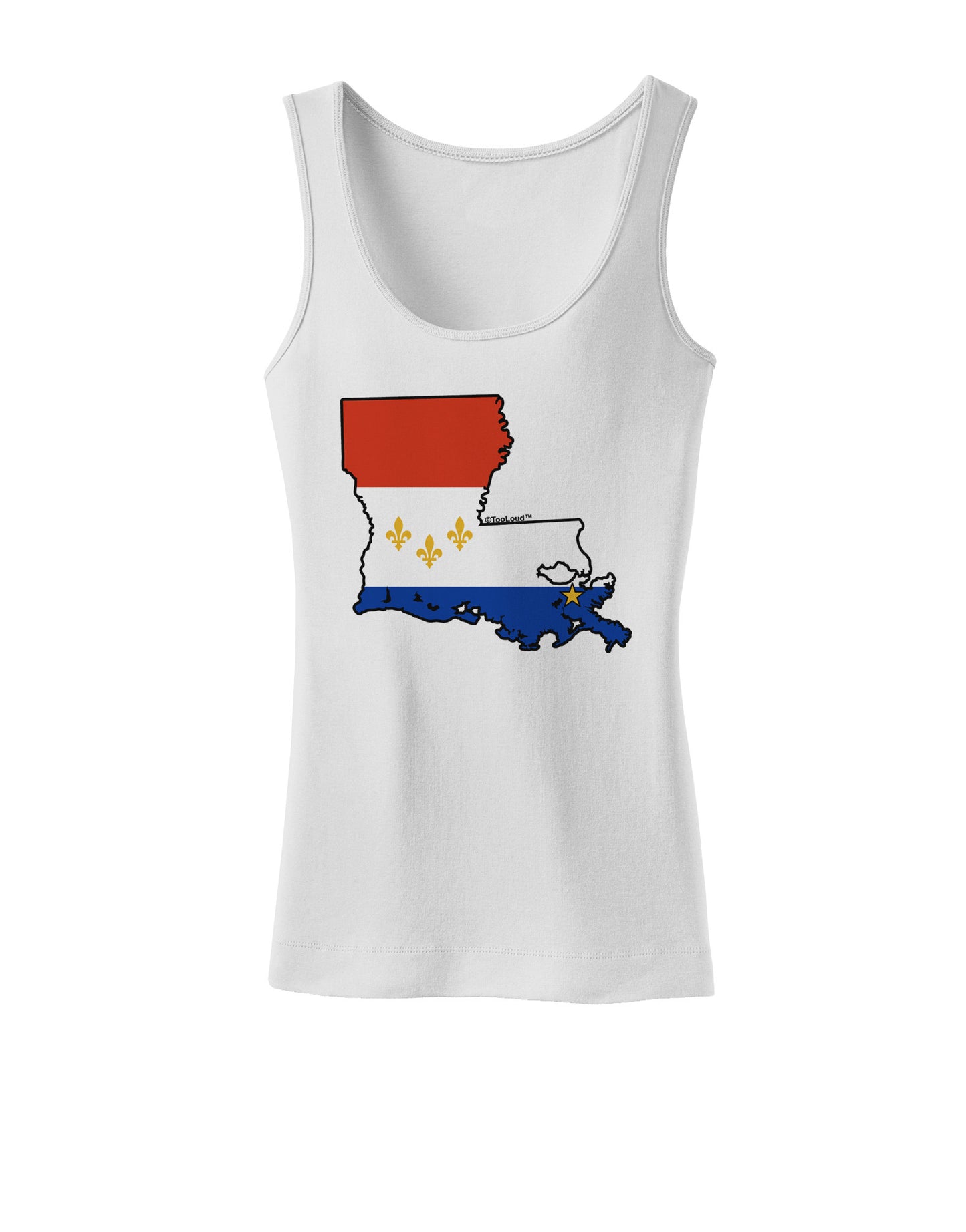 New Orleans Louisiana Flag Womens Petite Tank Top-TooLoud-White-X-Small-Davson Sales