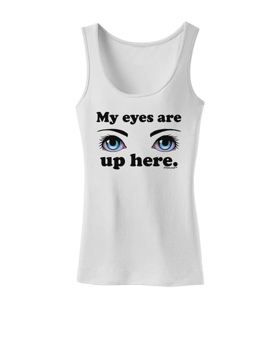 Eye Up Here Womens Petite Tank Top-TooLoud-White-X-Small-Davson Sales