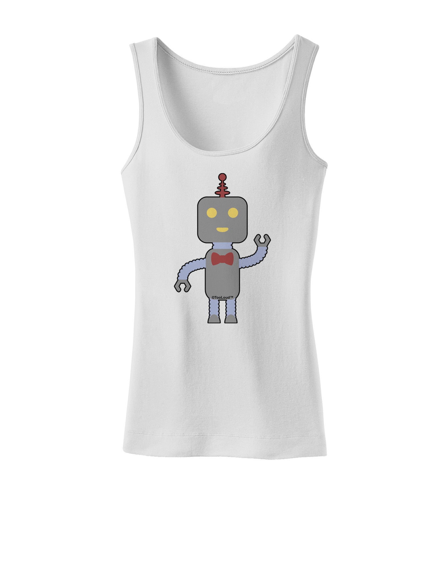 Cute Robot Male Womens Petite Tank Top-TooLoud-White-X-Small-Davson Sales