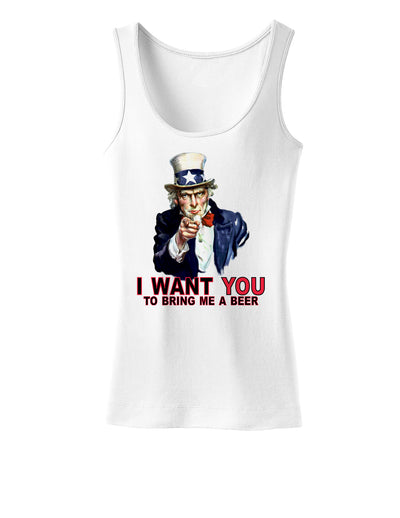 Uncle Sam I Want You to Bring me a Beer Womens Tank Top-Womens Tank Tops-TooLoud-White-X-Small-Davson Sales