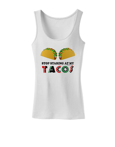 Stop Staring At My Tacos Womens Petite Tank Top-TooLoud-White-X-Small-Davson Sales