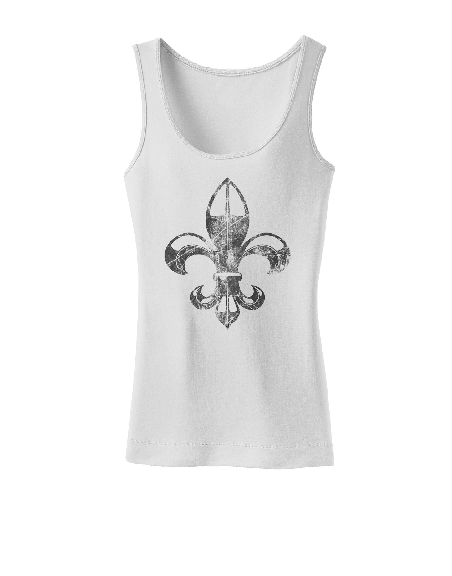 Distressed Fleur de Lis Womens Petite Tank Top-TooLoud-White-X-Small-Davson Sales