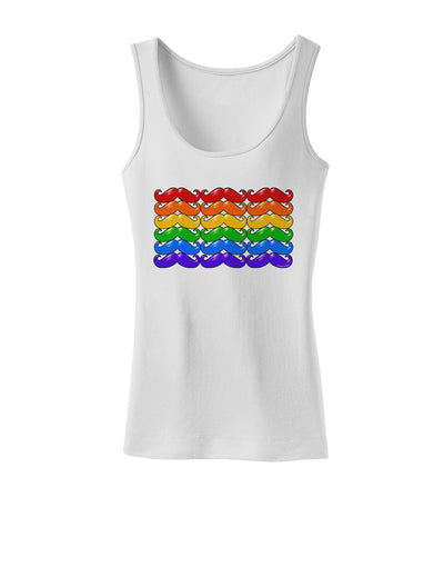 Rainbow Mustaches Gay Pride Flag Womens Tank Top-Womens Tank Tops-TooLoud-White-X-Small-Davson Sales