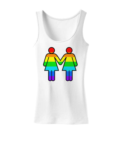 Rainbow Lesbian Women Holding Hands Womens Tank Top-Womens Tank Tops-TooLoud-White-X-Small-Davson Sales