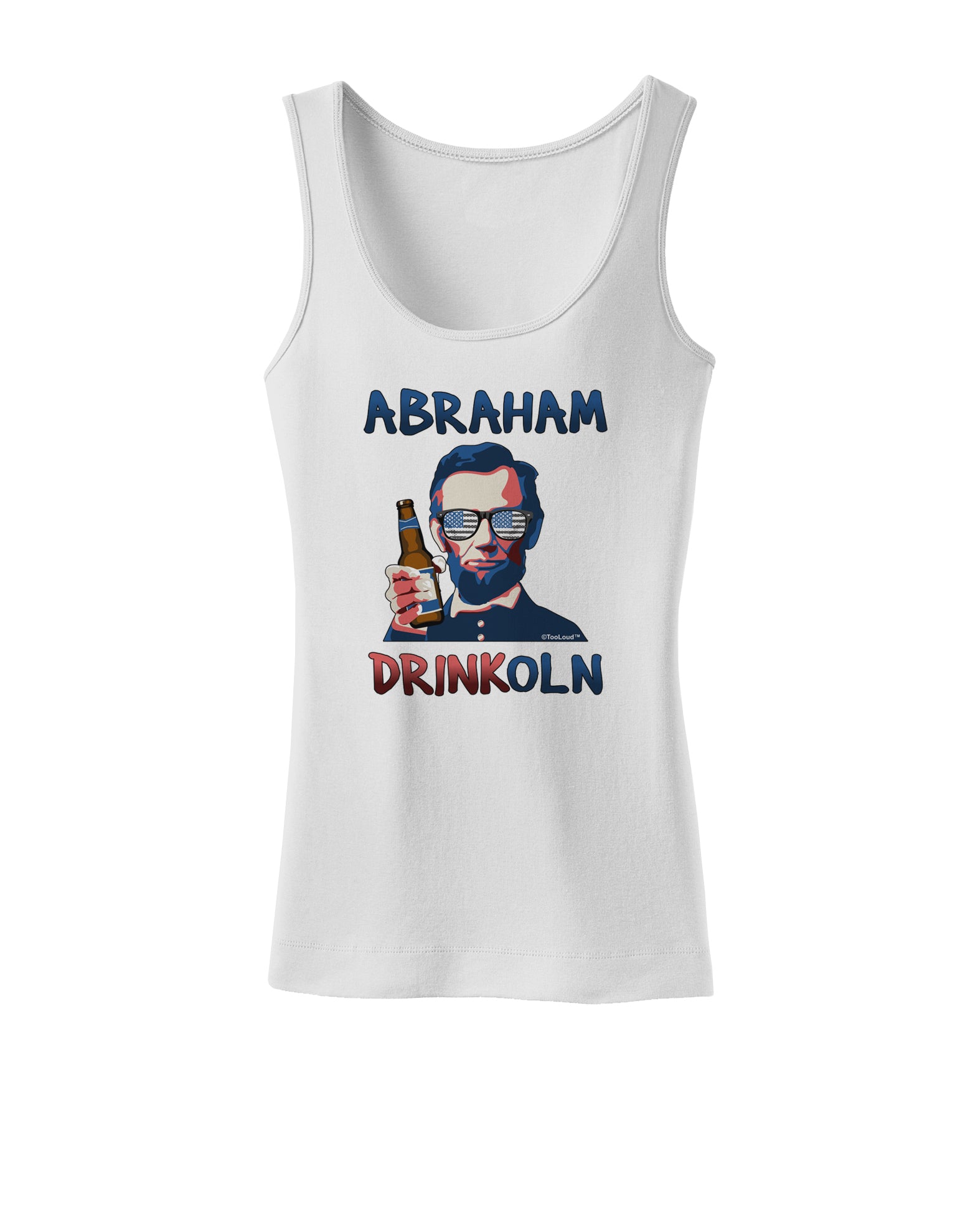 Abraham Drinkoln with Text Womens Petite Tank Top-TooLoud-White-X-Small-Davson Sales