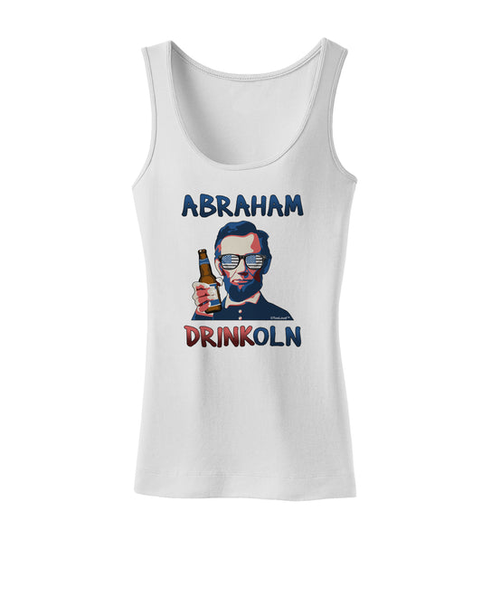 Abraham Drinkoln with Text Womens Petite Tank Top-TooLoud-White-X-Small-Davson Sales