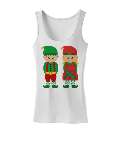 Cute Elf Couple Christmas Womens Tank Top-Womens Tank Tops-TooLoud-White-X-Small-Davson Sales