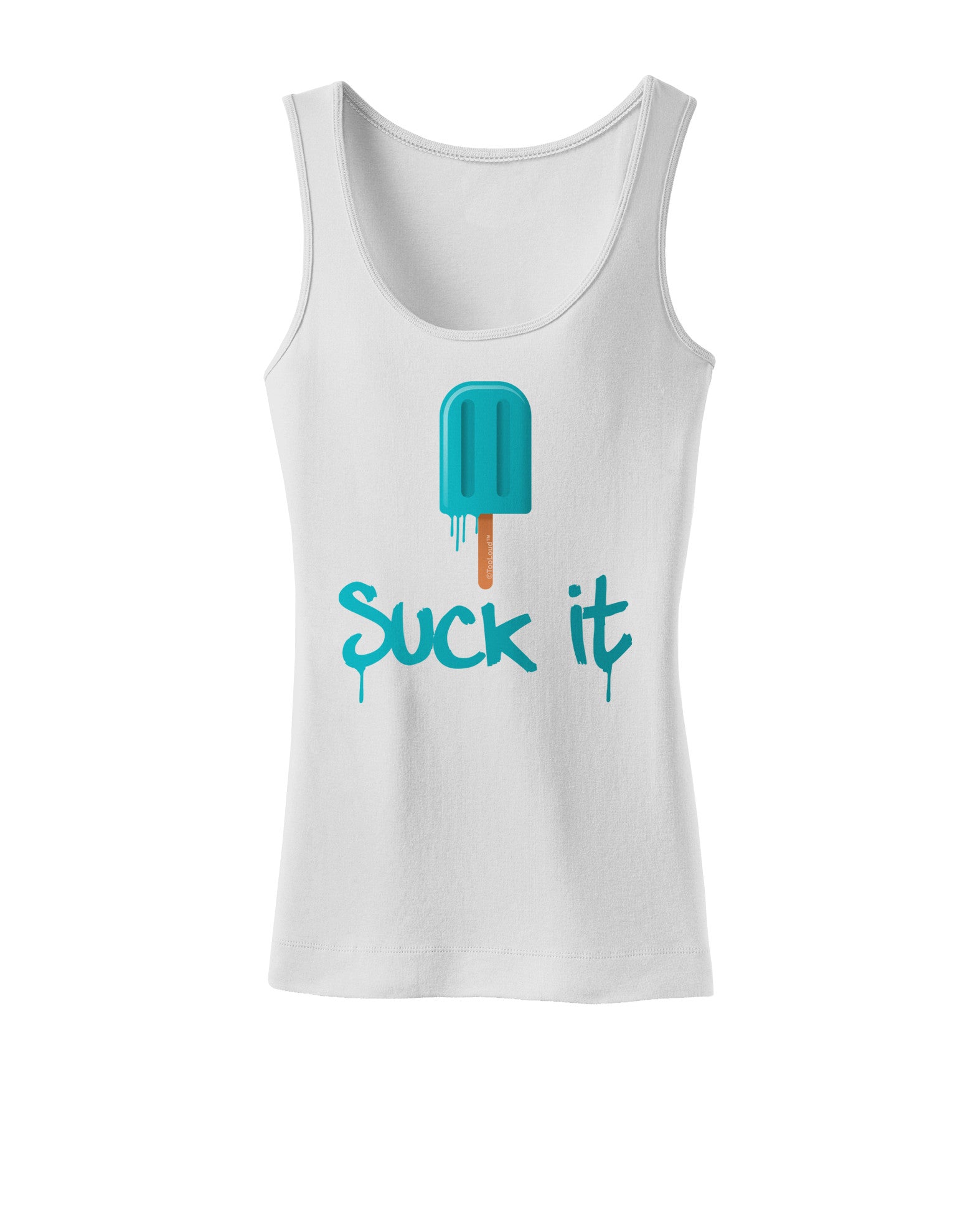 Suck It Popsicle Womens Petite Tank Top-TooLoud-White-X-Small-Davson Sales