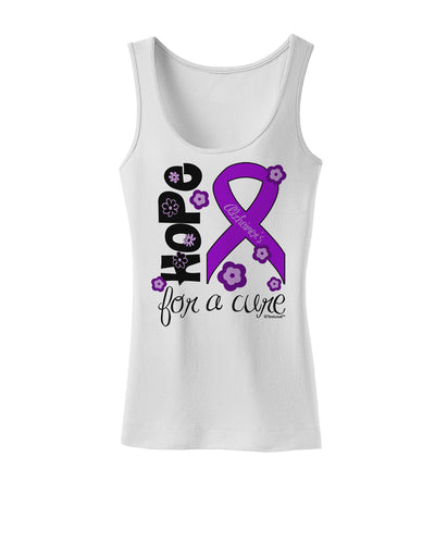 Hope for a Cure - Purple Ribbon Alzheimers Disease - Flowers Womens Tank Top-Womens Tank Tops-TooLoud-White-X-Small-Davson Sales