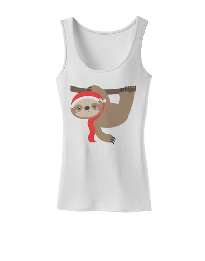 Cute Christmas Sloth with Santa Hat Womens Tank Top-Womens Tank Tops-TooLoud-White-X-Small-Davson Sales