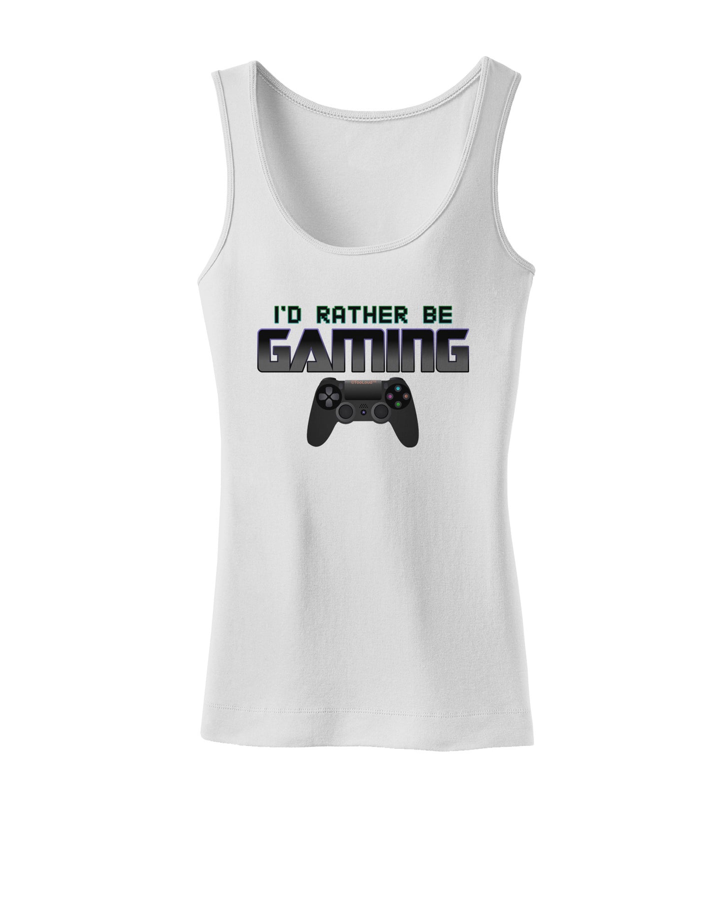 I'd Rather Be Gaming Womens Petite Tank Top-TooLoud-White-X-Small-Davson Sales