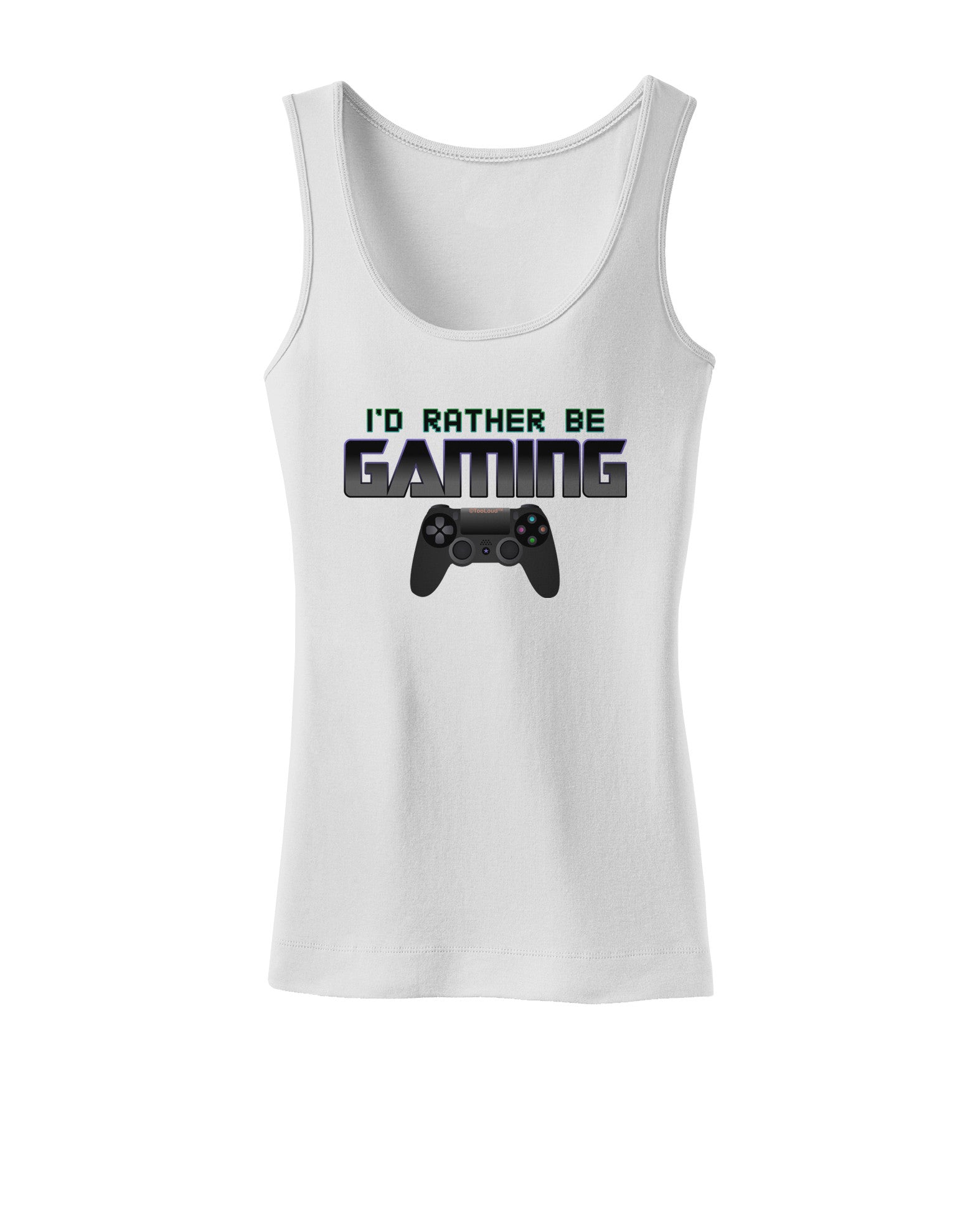 I'd Rather Be Gaming Womens Petite Tank Top-TooLoud-White-X-Small-Davson Sales